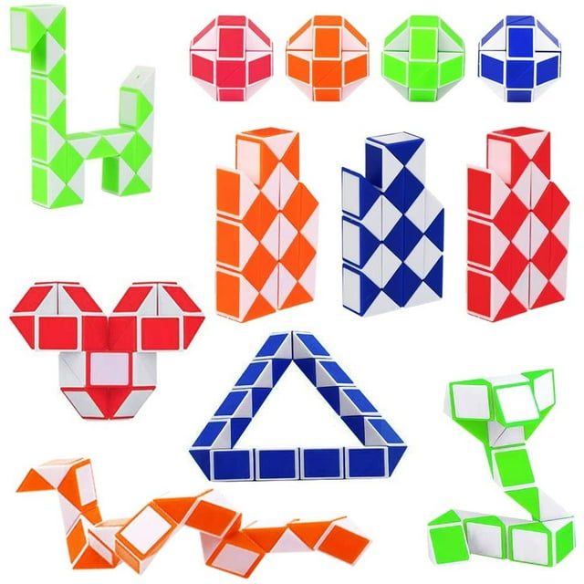 12 Pieces 24 Blocks Magic Snakes Cubes, Mini Snakes Speed Cubes, Mini Plastic Puzzle Cubes Toys For Children Party Bag Filler, Party Favors, Random Color