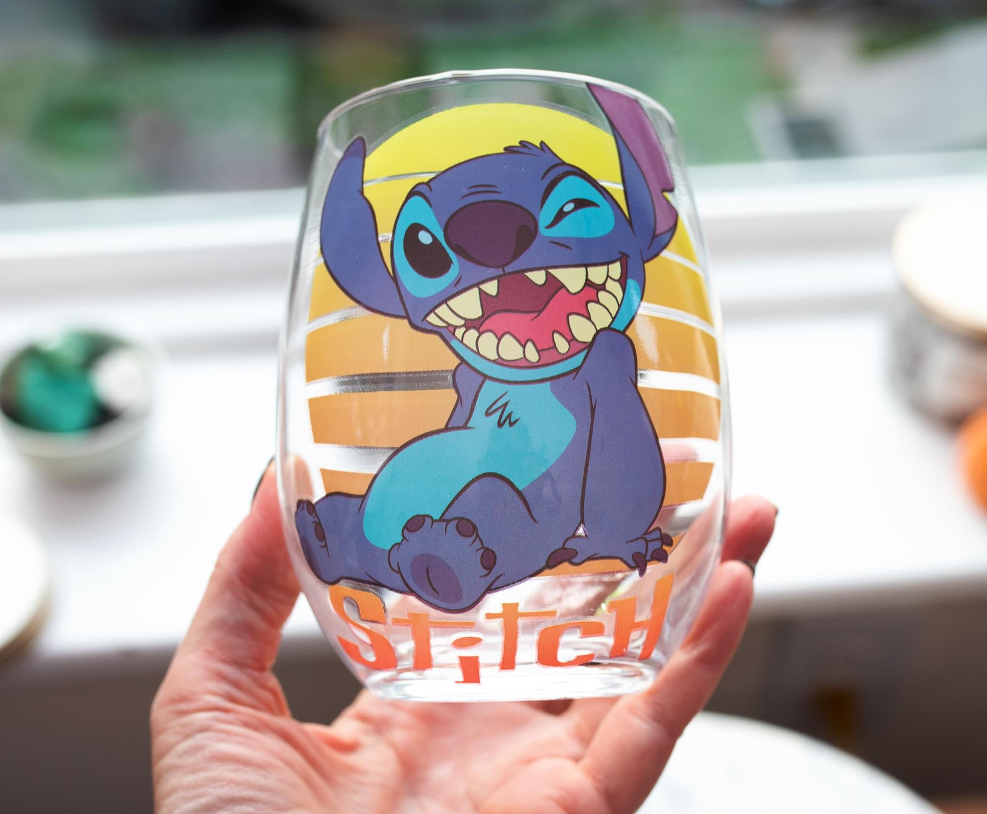 Disney Lilo and Stitch Ohana Means Family Floral Stemless Glasses | Set of 2