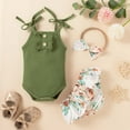 thumbnail image 2 of Penkiiy Toddler Baby Summer Clothes Sleeveless Sling French Rib Top Floral Shorts Suit Toddler Girls Clothes 12-18 Months Green On Sale, 2 of 9