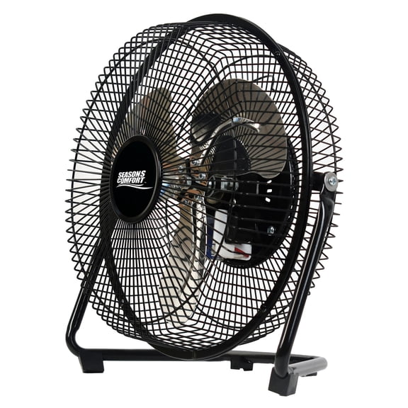 Seasons Comfort 9-In. 3-Speed High-Velocity Heavy-Duty Floor Fan, FHV09, Black