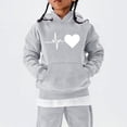 thumbnail image 2 of Ruyang Hoodie for Girls Heartbeat Heart Print Lightweight Long Sleeve Pullover Sweatshirt Toddlers Back to School Clothes, 2 of 6