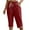 136# Deep Red, variant on Plus Size Capris Sweats Womens Petite Wide Leg Pedal Pushers Pull on Athletic Yoga Crop Pants Lady Stretch Skimmer w/Pocket Dark Gray 2XL