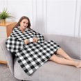 thumbnail image 5 of Oversized Wearable Blanket Hoodie,Black White and Gray Checkerboard Pattern Sherpa Blanket Hoodie with Super Pockets,Super Warm Fuzzy Pullover for Women & Men, 5 of 6
