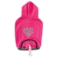thumbnail image 2 of Justice Pet Wastebag Dispensing Pocket Fleece Heart Dog Hoodie, Pink, XL, 2 of 6
