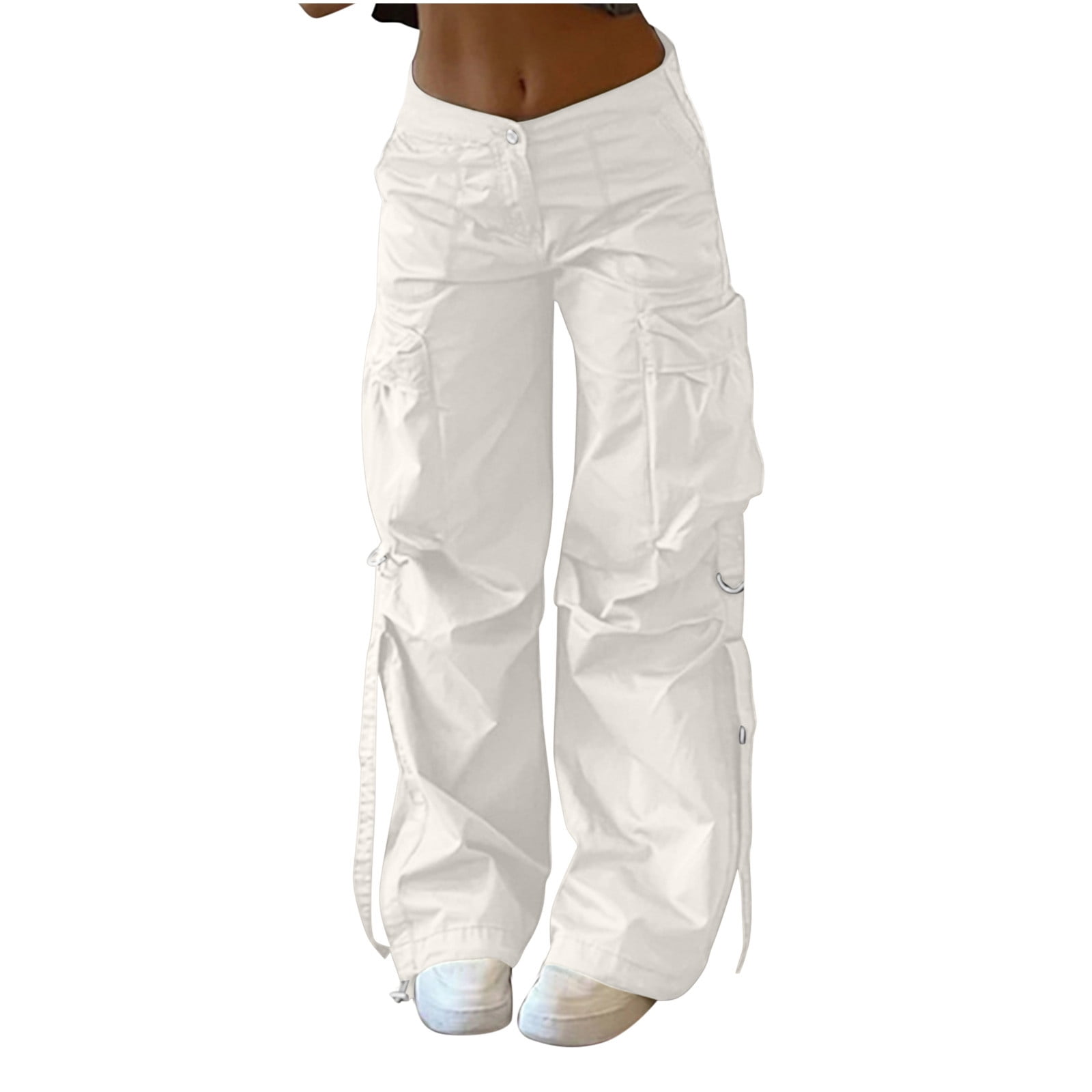 Yuyuzo Cargo Pants Women Low Waisted Pants Straight Wide Leg Casual Trousers  Streetwear 6 Pockets - Walmart.ca