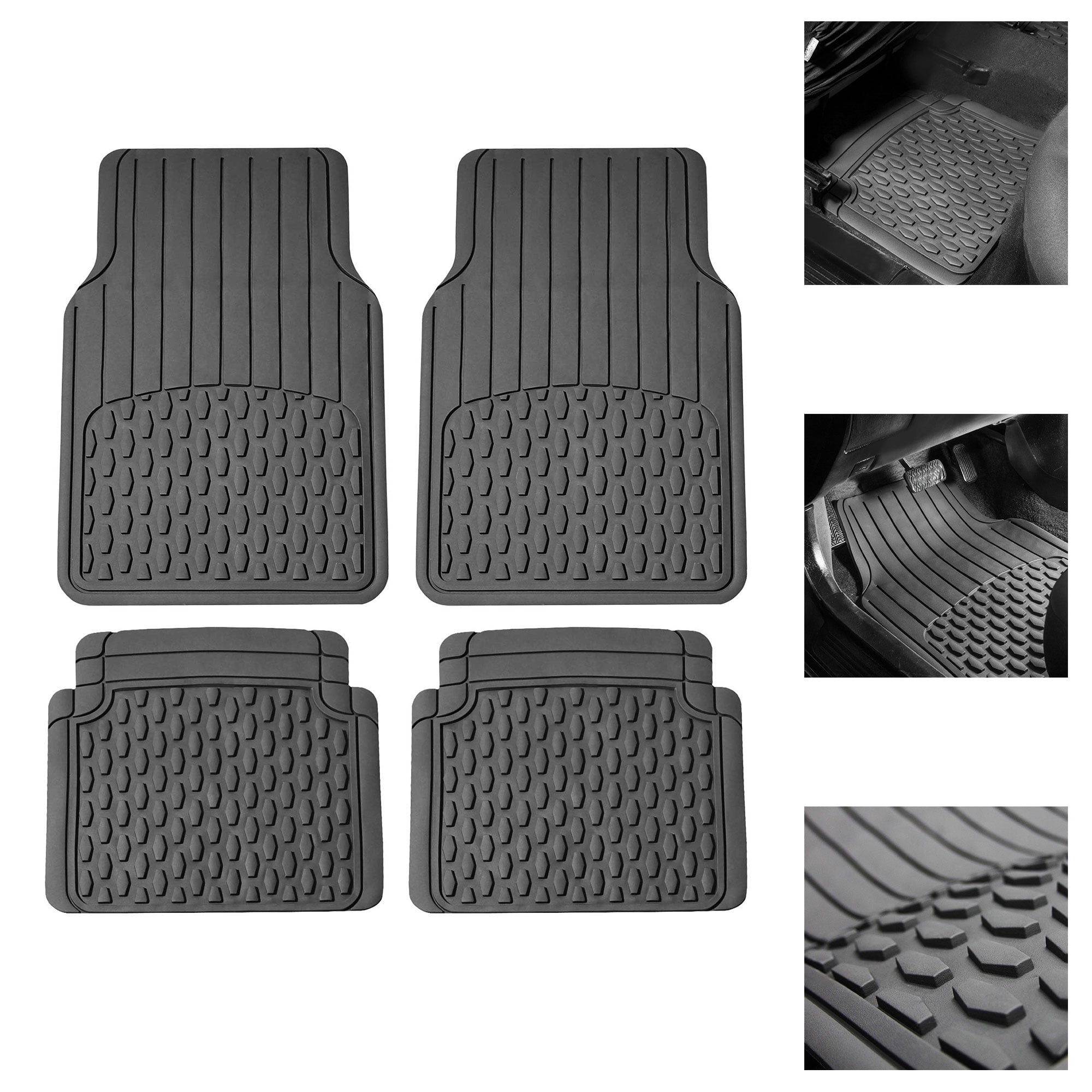 FH Group Trimmable Auto Car Floor Mats Full Set Gray w/ Free Gift