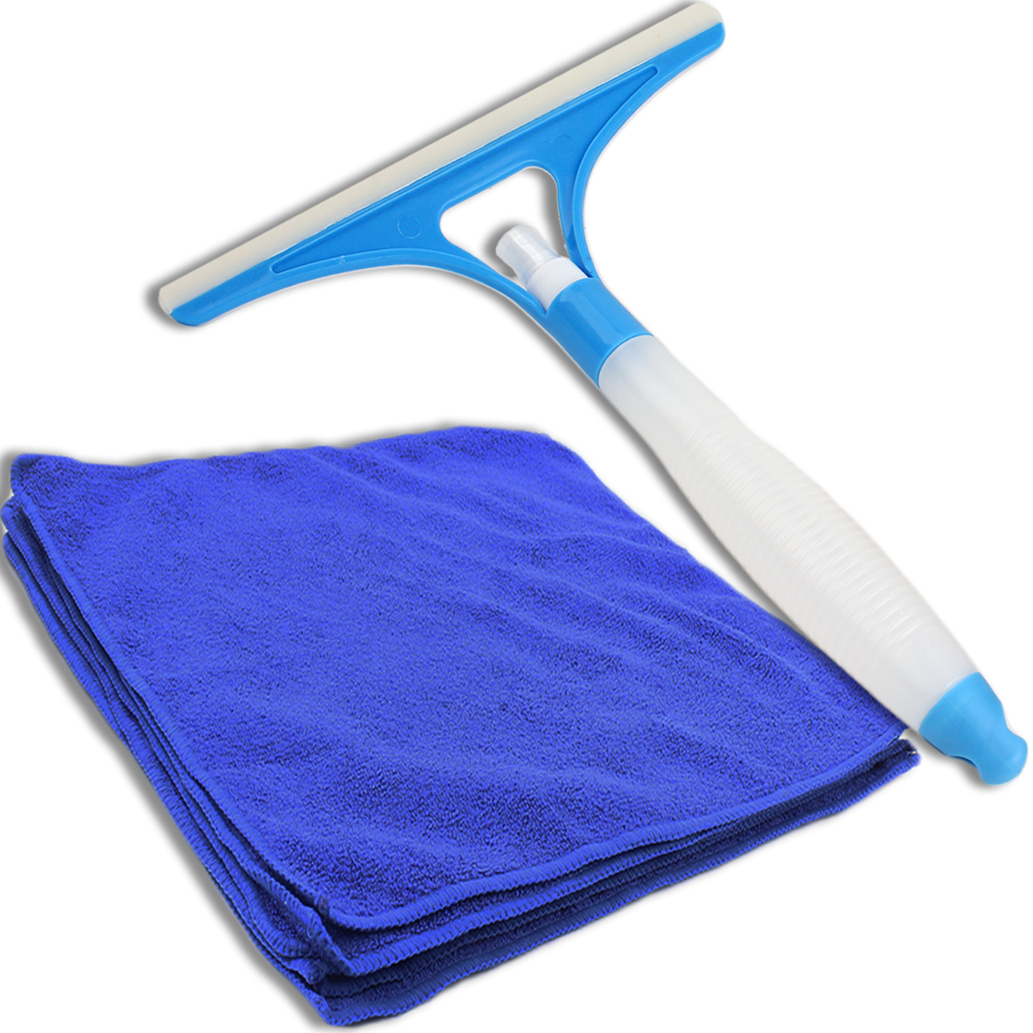 Glass Cleaning Kit Squeegee with BuiltIn Spray Bottle and 6Pack