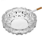 1 Pack Round Heavy Duty Glass Smoking Ashtray for Indoor and Outdoor, Home, Office, Tabletop Decoration (4.8" Diameter)