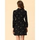 thumbnail image 4 of Vestido camisero de manga larga con botones y cuello vuelto floral bordado para mujer Negro XL, 4 of 5