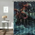thumbnail image 2 of PRATYUS Octopus Shower Curtain Ocean Kraken Attack Nautical Pirate Ship Shower Curtain with Hooks, Octopus Tentacles Sailboat Wave Mountain Under Moon Starry Sky Shower Curtain 60x72, 2 of 7