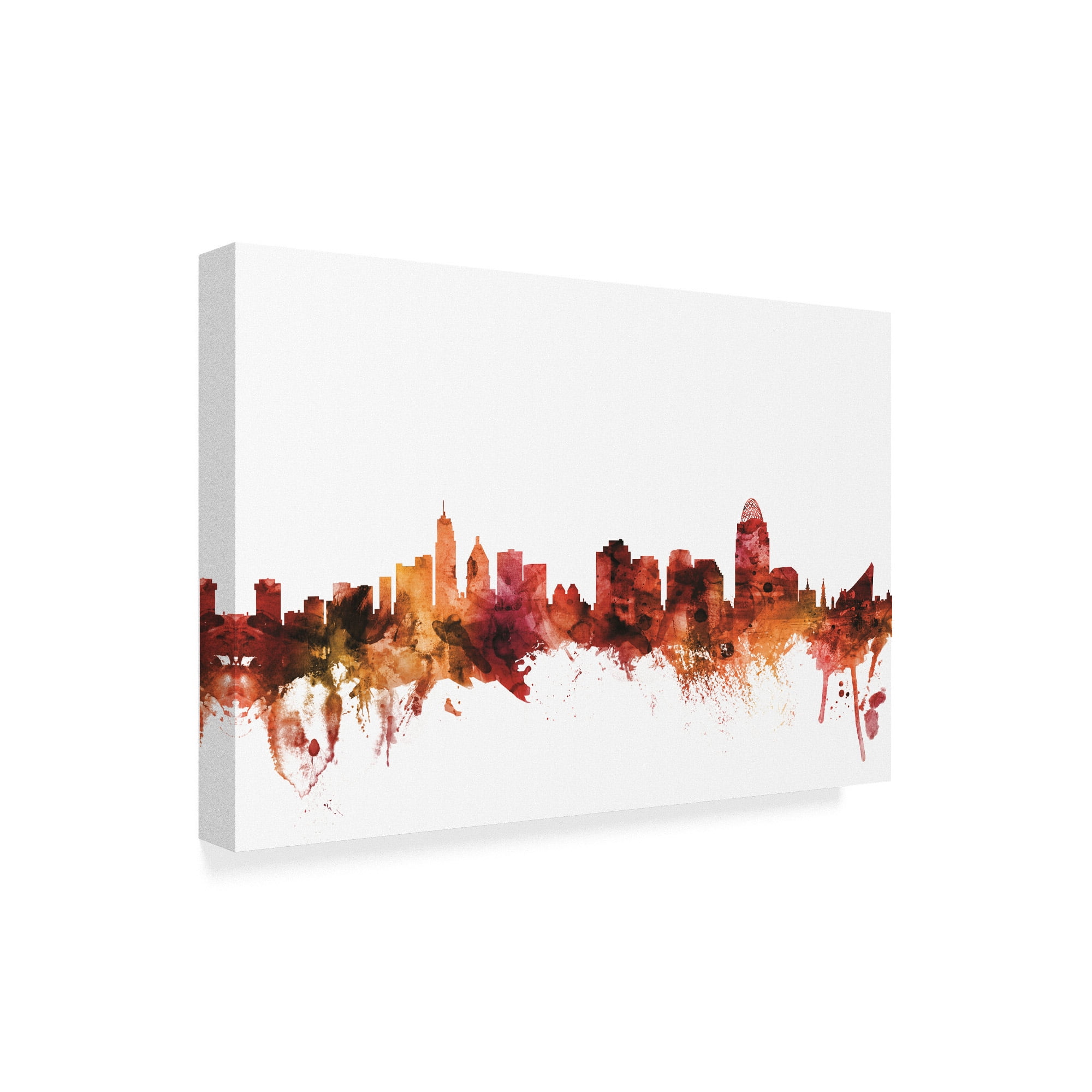 Trademark Fine Art 'Cincinnati Ohio Skyline Red' Canvas Art by Michael Tompsett