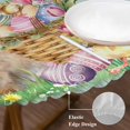 thumbnail image 3 of Happy Easter Round Tablecloth, Fitted Table Cover with Elastic for 36"-44" Round Tables, Spring Easter Eggs Bunny Floral Teal Wood Table Cloth Outdoor Indoor Dinning Party Waterproof Tablecloths, 3 of 7