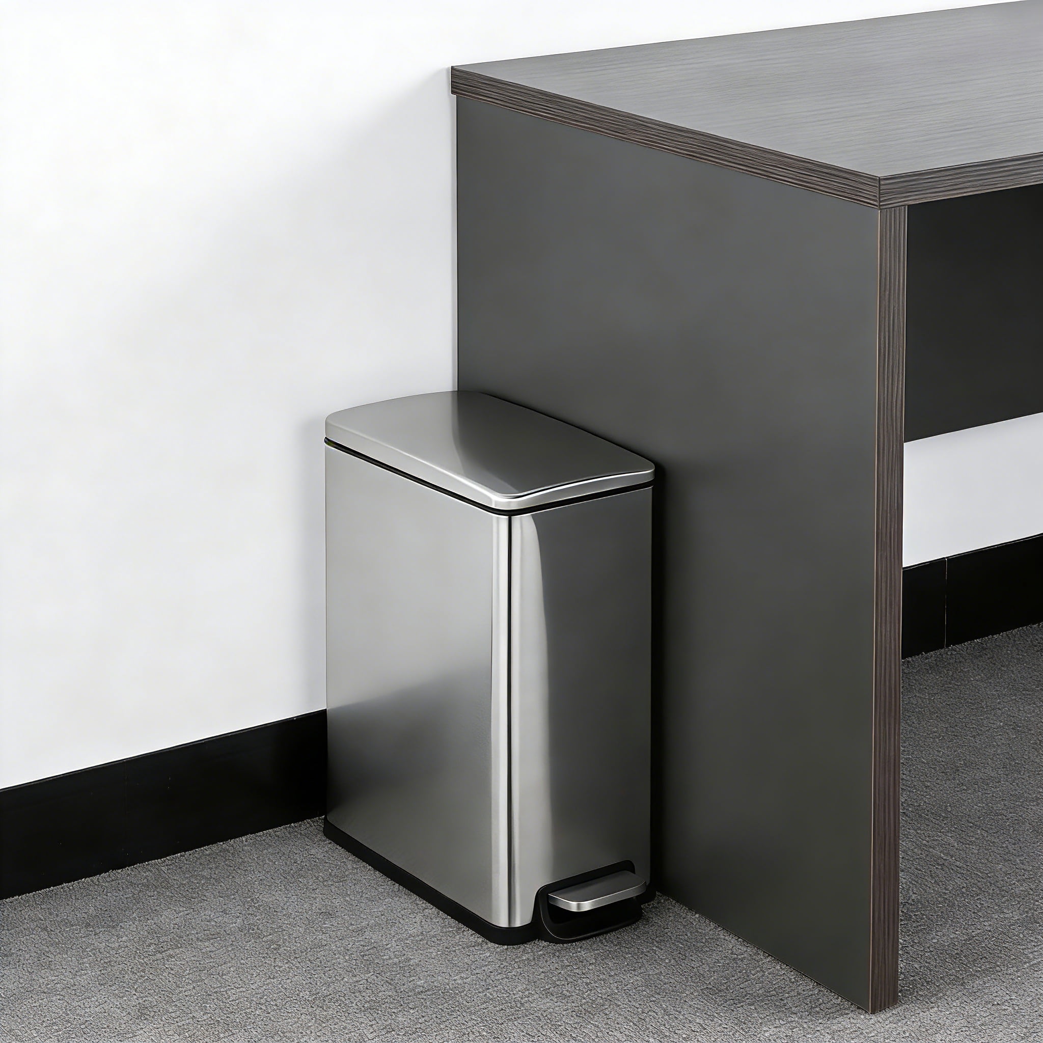 Innovaze Two 1.6 Gallon/6 Liter Rectangular Step-on Trash Can Set for Bathroom and Office