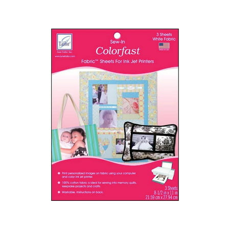 June Tailor Ink Jet Colorfast White Fabric Sheet, 3