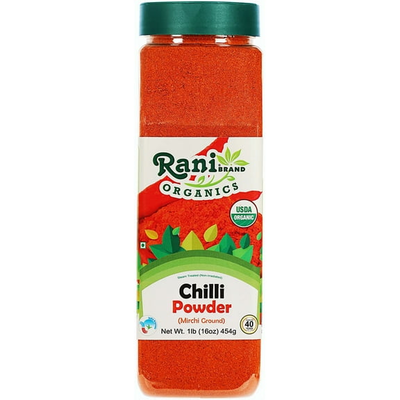 Rani Organic Chilli Powder (Mirchi Ground) 16oz (1lb) 454g PET Jar ~ All Natural | Vegan | Gluten Friendly | NON-GMO | Indian Origin | USDA Certified Organic