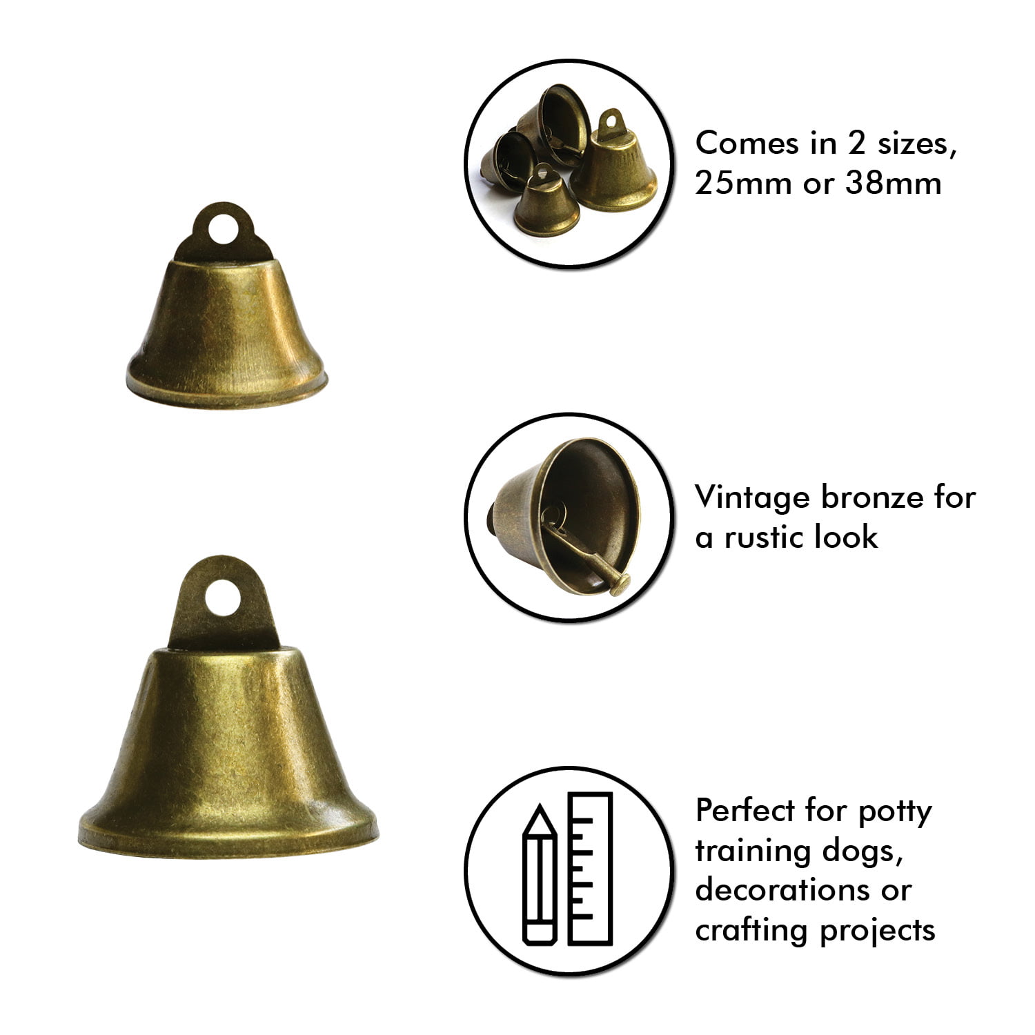 Craft Bell for Dog Doorbell Training Making Wind Chimes,Christmas Bell Eowpower 35Pack 38mm/1.5 Silver Jingle Bells Housebreaking 