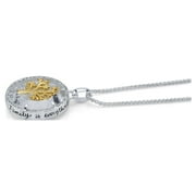 Believe by Brilliance Womens 14Kt Gold Flash Plated Cubic Zirconia Family is Everything Pendant Necklace, 18+2 Extender