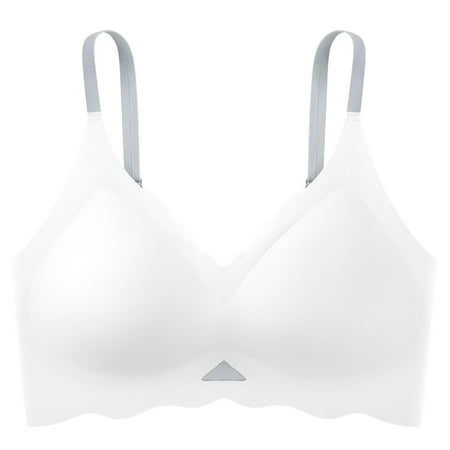 

QLEICOM Everyday Bras for Women Comfort Lift Wirefree Bra Push-up Non-slip Lace Flower Surface Beautiful Back Seamless Push-up One-piece Bras No Underwire White Cup 90ABC