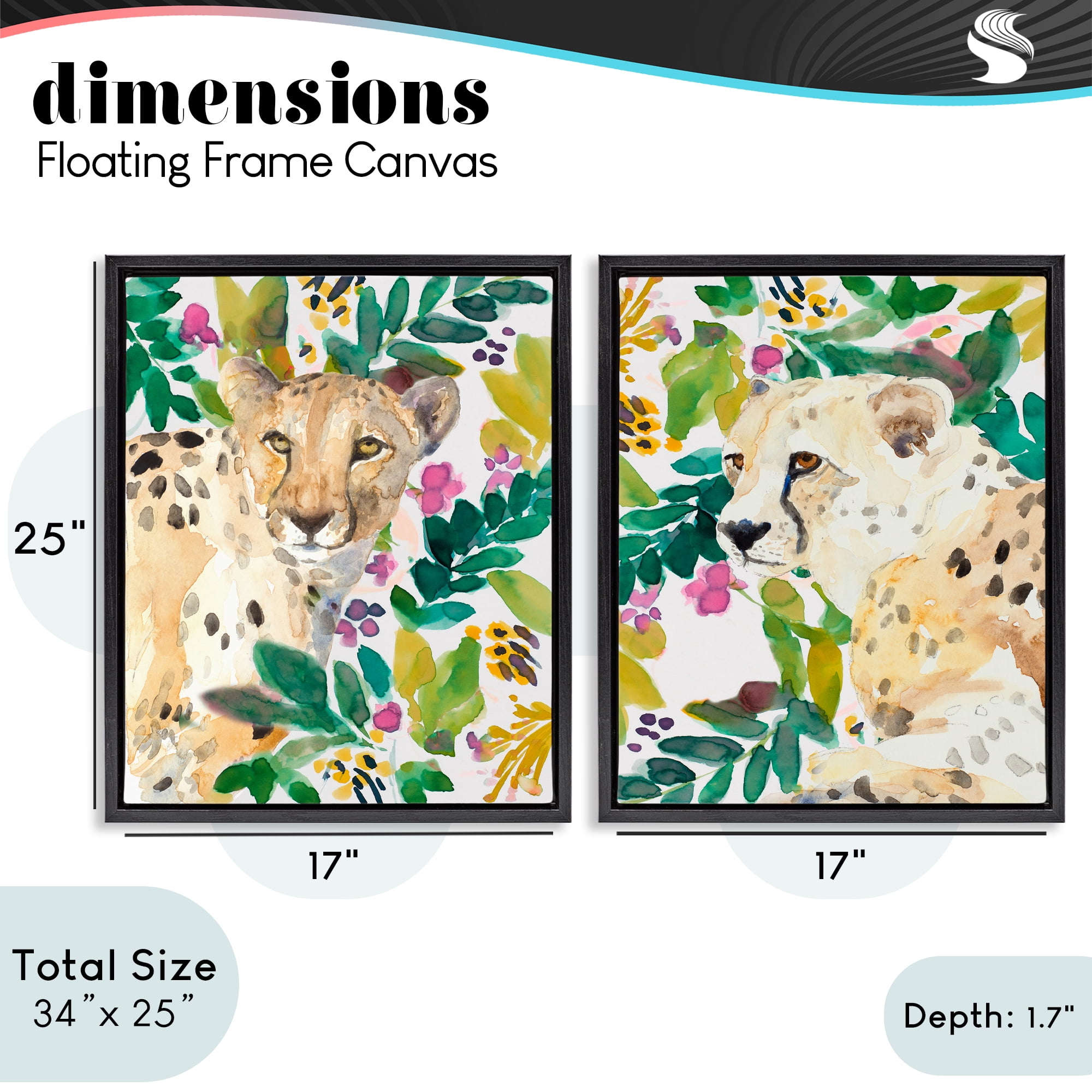 Stupell Industries Botanical Garden Wildlife 2 Piece Black Framed Floater Canvas Set, design by Lanie Loreth