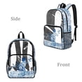 thumbnail image 2 of FKELYI Blue Flower Cat Print 17 Inch Clear Backpack Kids Backpack See Through Schoolbag Spacious Bookbag Travel Bags for Elementary Student Teens Girls, 2 of 7