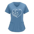 thumbnail image 1 of Monos de color sólido con cuello en V para mujer, camisetas de uniforme de trabajo de manga corta con estampado de posicionamiento parcial Pompotops  hkajfhjk472271, 1 of 6