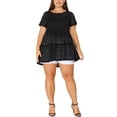 thumbnail image 2 of Agnes Orinda Women's Plus Size Tunic Tiered Lace Round Neck Short Sleeve Peplum Tops 2X Black, 2 of 5