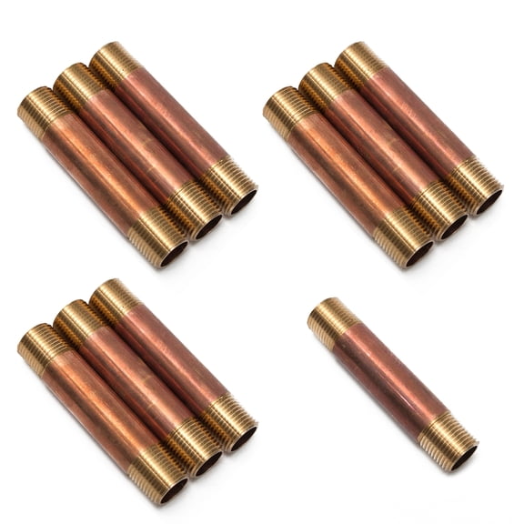 LTWFITTING Brass Pipe 4" Long Nipples Fitting 1/2" Male NPT Air Water(Pack of 10)