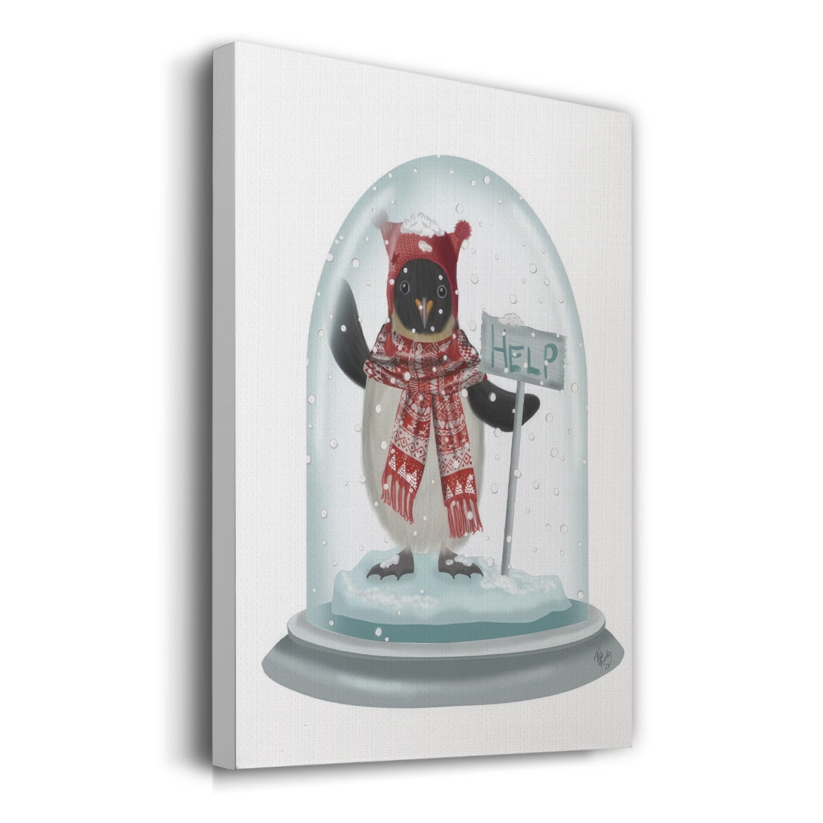 Christmas Penguin Snow Globe- Gallery Wrapped Canvas