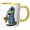 Yellow/White, variant on 3drose, Funny Cool T-rex Dinosaur Playing Saxophone Jazz Music Graffiti, 15oz Two-tone Yellow Mug