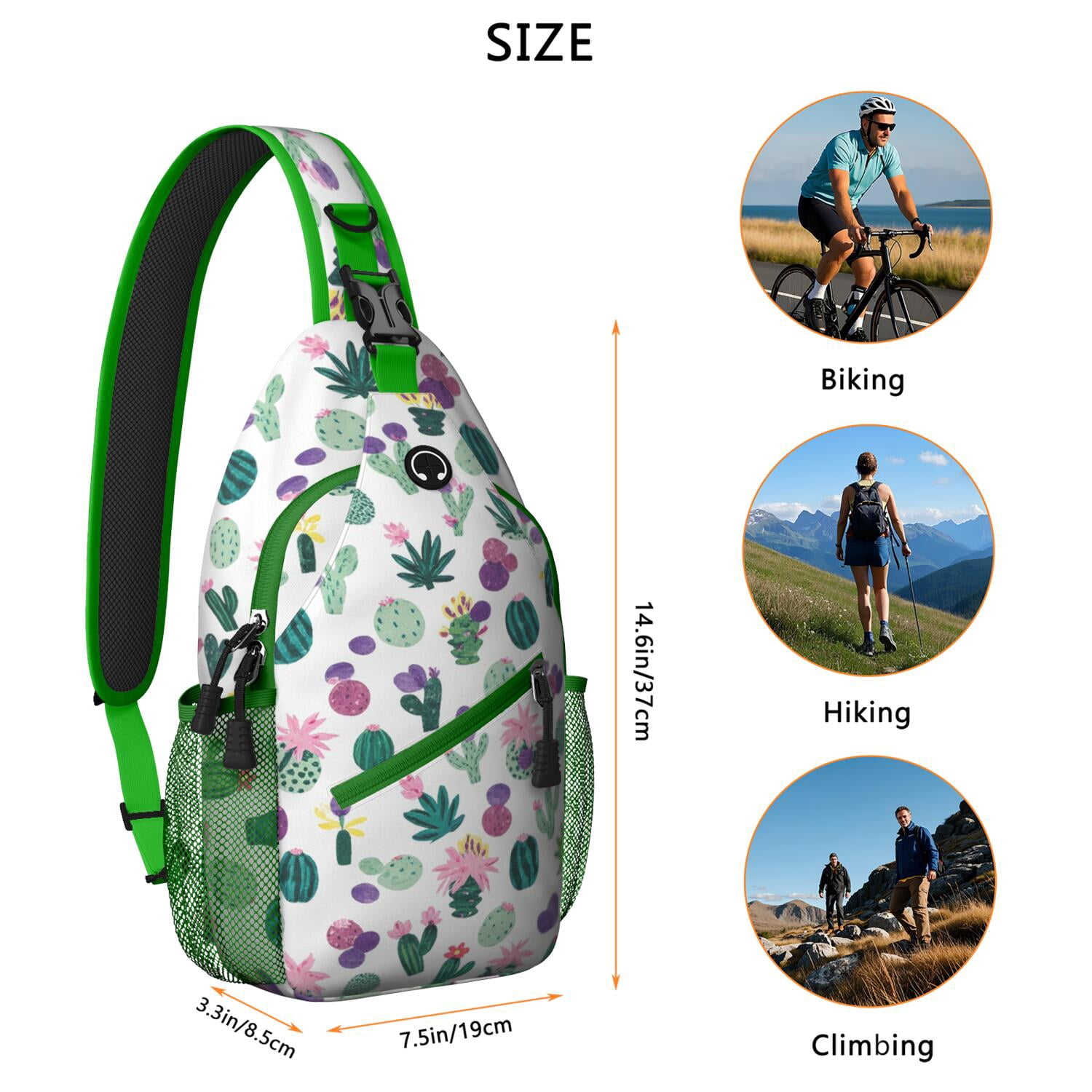 Chest Bag Crossbody Shoulder Bag Crossbody Shoulder BagHiking Sling Backpack for Men Women Travelers Cactus