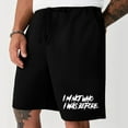 thumbnail image 4 of HOOMEUMY Men's Summer Shorts I'm Not Who I Was before Drawstring Elastic Waist Solid Color Loose Fit Beach Shorts with Pockets Black M, 4 of 4