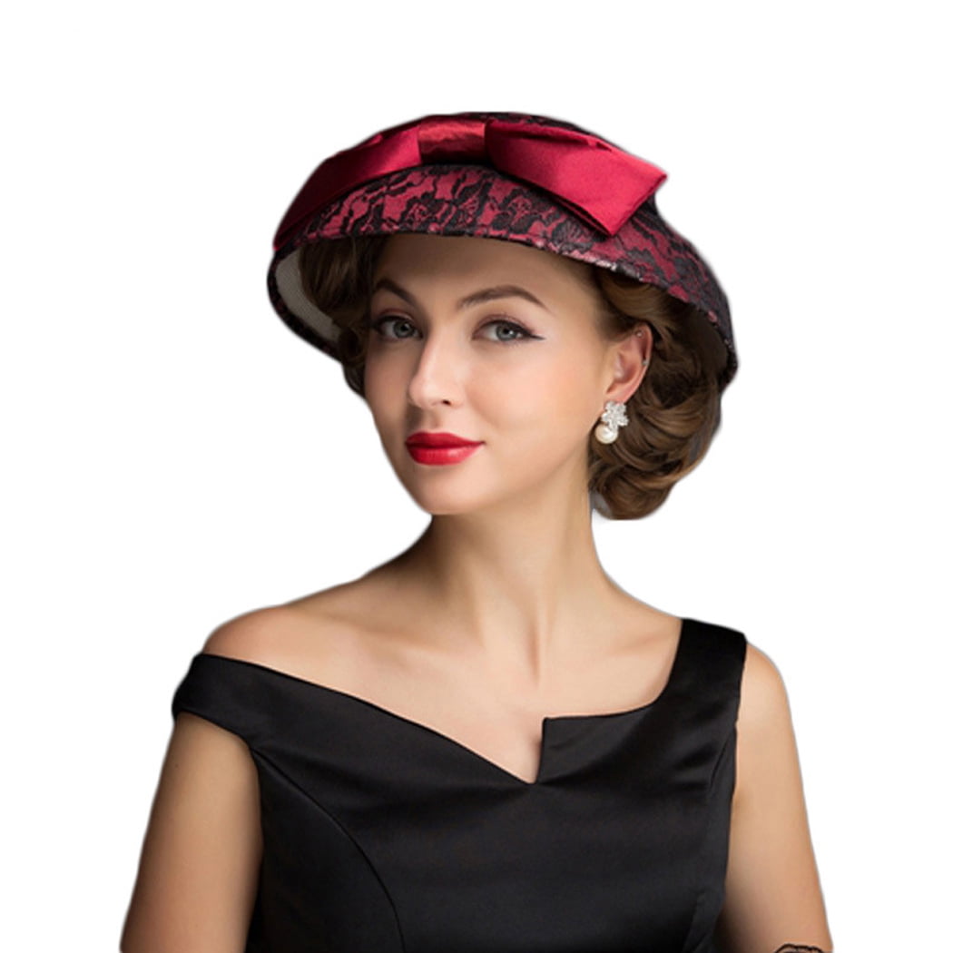 FROFILE Womens Fascinator Red Big Bow 