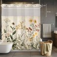 thumbnail image 5 of Vintage Flowers No Hooks Shower Curtain with Snap-in Liner Pastoral Yellow Flower Leaf Farmhouse Shower Curtains for Bathroom, Waterproof, Easy Install, Washable 72"x78", 5 of 9