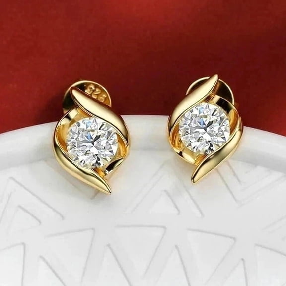 2Ct Round Cut Lab-Created Diamond Solitaire Stud Earrings 14k Yellow Gold Plated