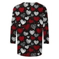 thumbnail image 4 of Qepwscx Plus Size Shirts For Women 3/4 Long Sleeve Valentine'S Day Crewneck Sweatshirt Love Heart Printed Blouses Plus-Size Fall Top Pullover Sweatshirts Graphic Tops & T-Shirts Party Tops, 4 of 5