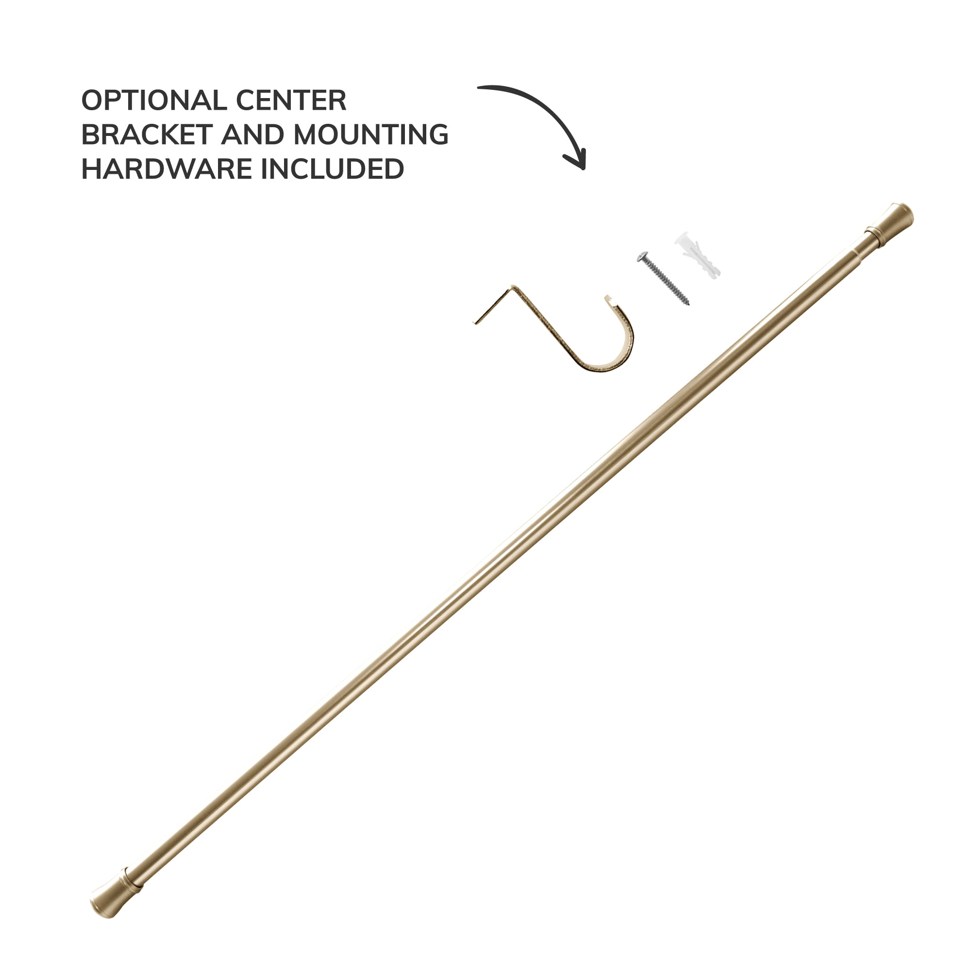 Mainstays Adjustable Window Tension Curtain Rod, 1" Diameter, 48-84", Gold