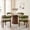Walnut Table, variant on 71" Large Dining Table Set for 4, Rounded Corners Farmhouse Modern Rectangle Wood Kitchen Table with 4 Green Chenille Upholstered Armchairs for Living Room Apartment Waiting Room