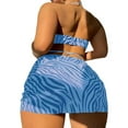 thumbnail image 2 of Ensemble Bikini 3 Pcs d'Été pour Femmes Soutien-Gorge Sans Manches à Nouer + String Imprimé Léopard + Jupe, 2 of 7
