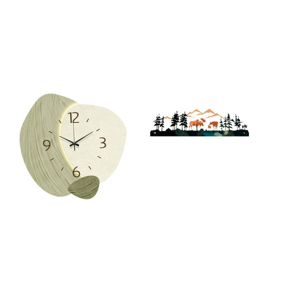 Siruishop Horloge Murale Silencieuse en Forme de Cerf pour Cuisine Bureau Ferme Jardin Clôture Décoration Extérieure Intérieure Porche Décoration Suspendue Dessin Animé