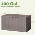 thumbnail image 2 of XPOPR Outdoor Storage Box 100 Gallon Waterproof Resin Deck Box Delivery Box with Air Rod Indoor Outdoor Lockable Storage Bench for Patio Cushions, Tools, Pool Accessories (Brown), 2 of 8
