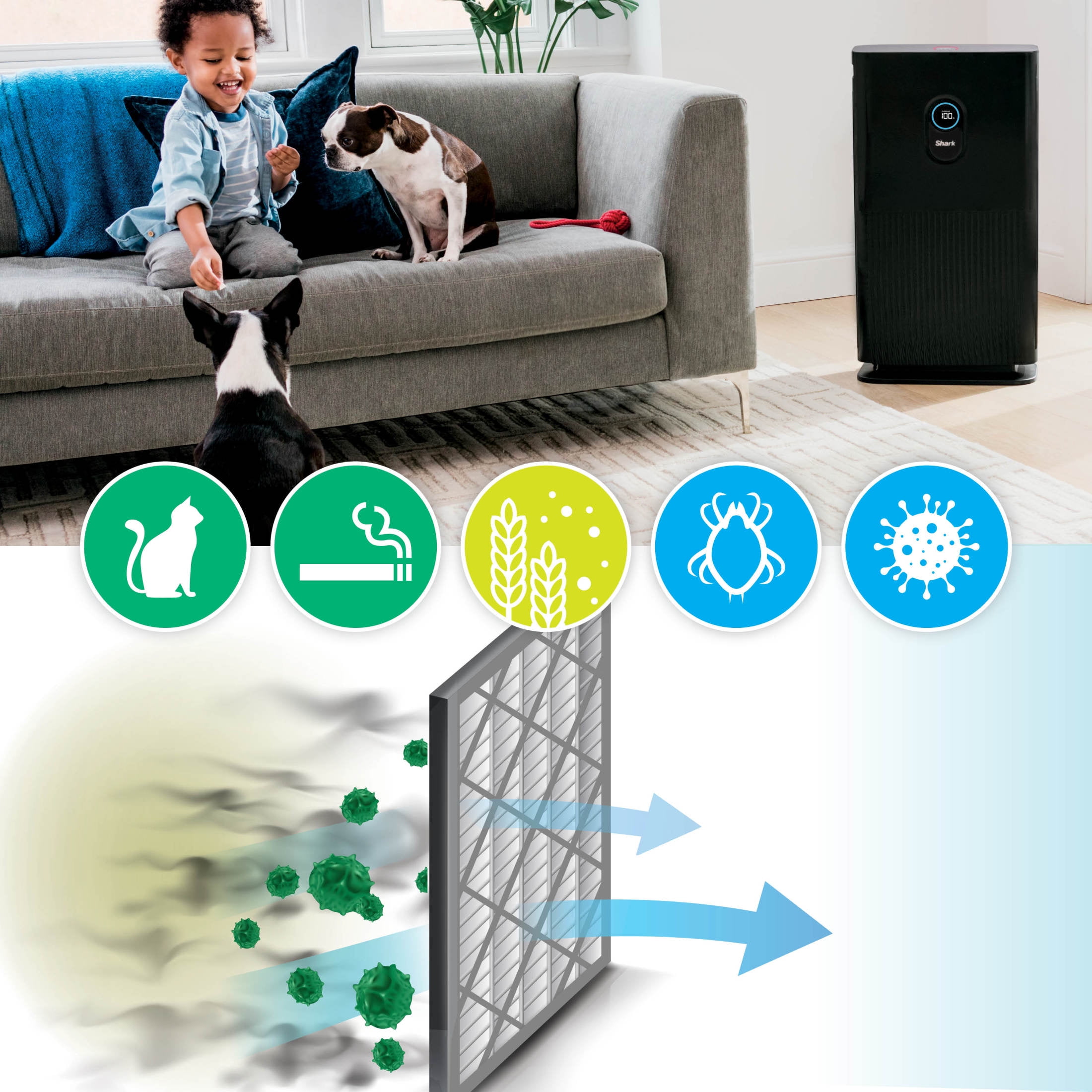 Anti-Allergen HEPA Filter with Advanced Odor Lock