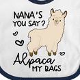 thumbnail image 4 of Inktastic Nana's You Say Alpaca My Bags Boys or Girls Baby Bib, 4 of 4