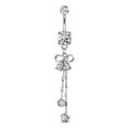 thumbnail image 3 of Ribbon Dangle Belly Button Ring 14g Surgical Steel Body Jewelry, 3 of 4