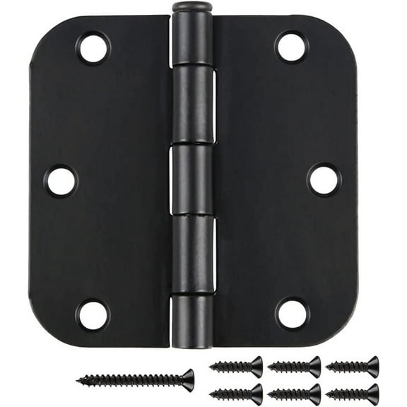TDCHINGES 108 Pack Matte Black Door Hinges 3.5 Inch with 5/8" Radius Corners