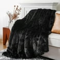 thumbnail image 6 of Black Fluffy Throw Blanket,Plush Fuzzy Cozy Fur Throws for Couch,Black Faux Blanket,50"x60", 6 of 8