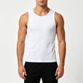 thumbnail image 5 of HappyYEE Men's Ribbed Tank Top, Wide Strap Sleeveless Knit Muscle Slim Fits Shirts, Fashion Workout Gym Tee White 3XL, 5 of 6