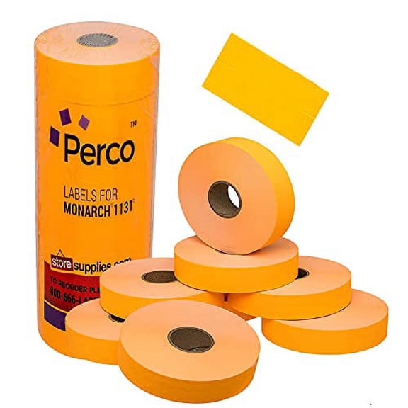 Fluorescent Orange Pricing Labels for Monarch 1131 Price Gun - 8 Rolls, 20,000 Pricemarking Labels