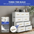 thumbnail image 5 of ModFusion 9-Drawer Fabric Dresser with Wooden Top, Storage Tower for Bedroom and Living Room, White, 5 of 10