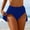Blue, variant on Women's High Waisted Skort Swim Bottoms - Ruffle Hem Skirted Bikini Bottoms, Quick Dry Beach Shorts with Skirt Overlay, Modest Swimwear for Summer