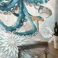 thumbnail image 6 of Teal Octopus Coastal Semi Sheer Window Curtains 108 Inches Long, Summer Beach Vintage Nautical Rod Pocket Voile Silky Chiffon Curtain Treatment Drapes for Kitchen, Living Room, 52"x108", 2 Panels, 6 of 9